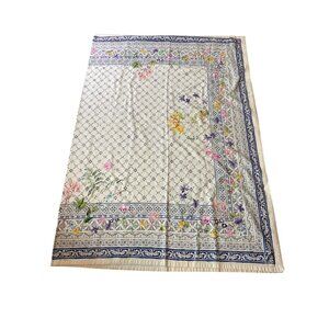 Vintage Floral Patterned Cotton Table Cloth 88" x 61"
